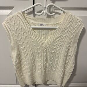 Cozy Cable Knit Sweater Vest - Ivory